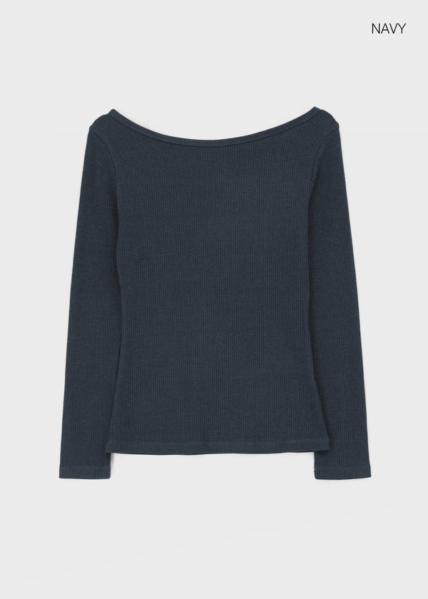 [MADE] Leel Knit-like Off-shoulder Long Sleeve Tee