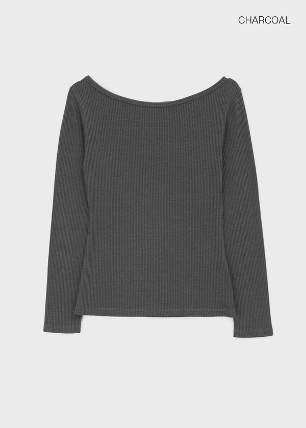 [MADE] Leel Knit-like Off-shoulder Long Sleeve Tee