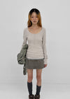 [MADE] Jane Henley Neck Ribbed Long Sleeve Tee