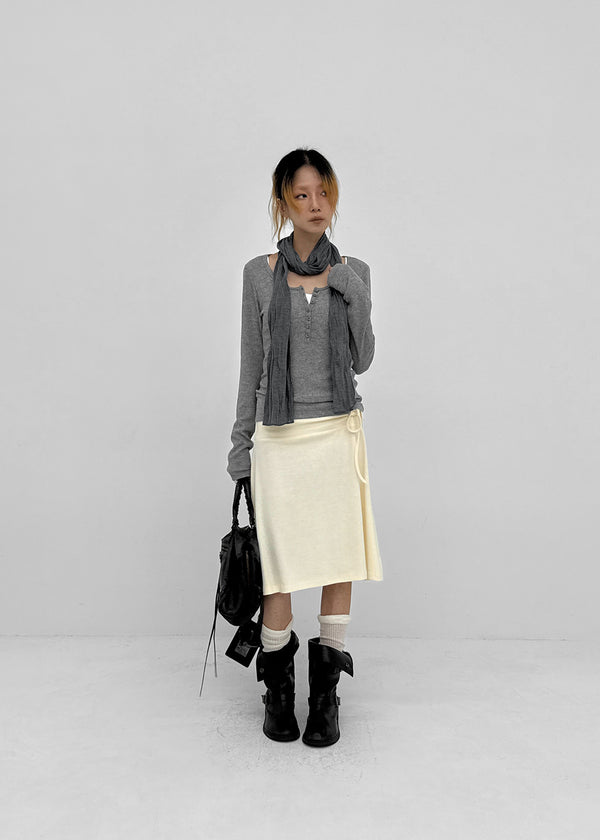 [MADE] Jane Henley Neck Ribbed Long Sleeve Tee