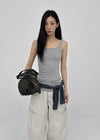Colme Square Neck Slim Long Sleeveless