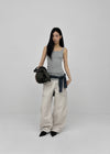 Bantis buckle wide cotton pants
