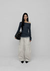 Bantis buckle wide cotton pants