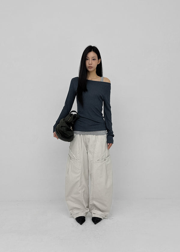 Bantis buckle wide cotton pants
