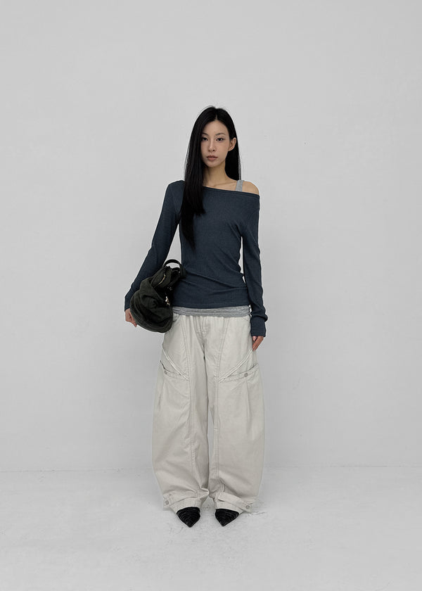 [MADE] Leel Knit-like Off-shoulder Long Sleeve Tee