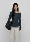 [MADE] Leel Knit-like Off-shoulder Long Sleeve Tee