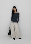 Bantis buckle wide cotton pants