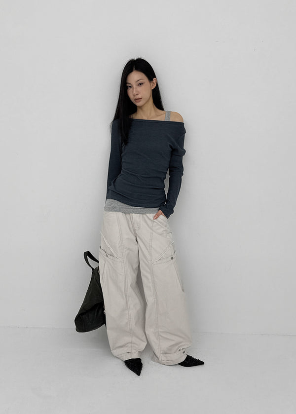 Bantis buckle wide cotton pants