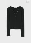 Tenkeylit V-neck Button Long Sleeve T-shirt