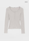 [MADE] Jane Henley Neck Ribbed Long Sleeve Tee