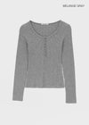 [MADE] Jane Henley Neck Ribbed Long Sleeve Tee