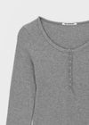 [MADE] Jane Henley Neck Ribbed Long Sleeve Tee
