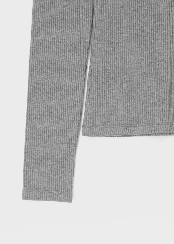 [MADE] Jane Henley Neck Ribbed Long Sleeve Tee
