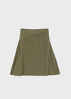 Ana-kick shirred flare midi skirt