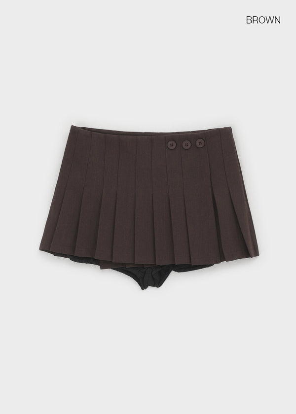 Offset pleated mini skirt pants