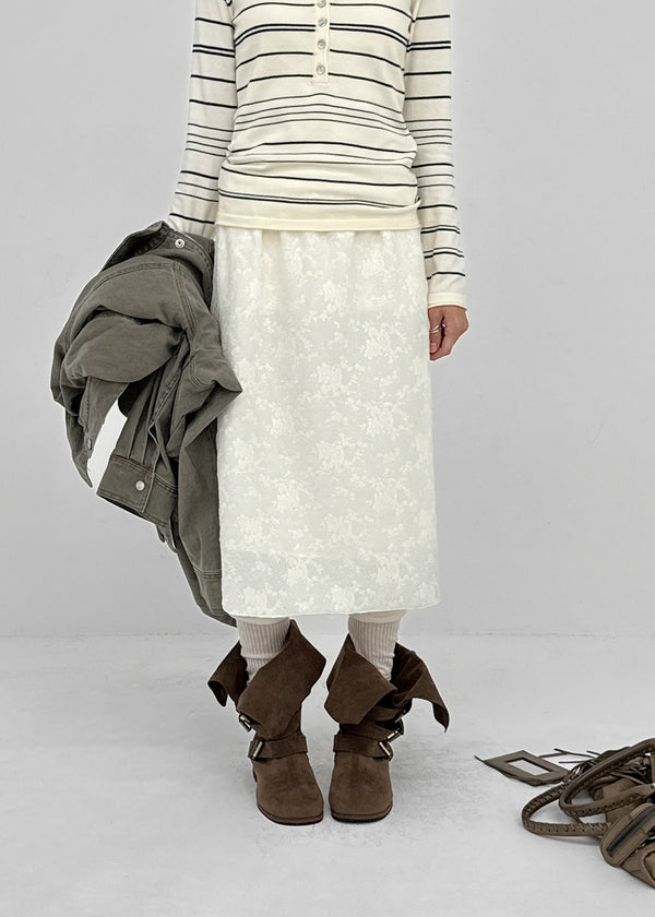 Nemesi banding jacquard midi skirt