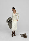 Nemesi banding jacquard midi skirt