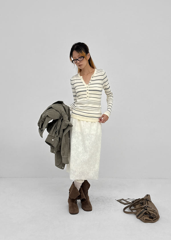 Risel striped button knit