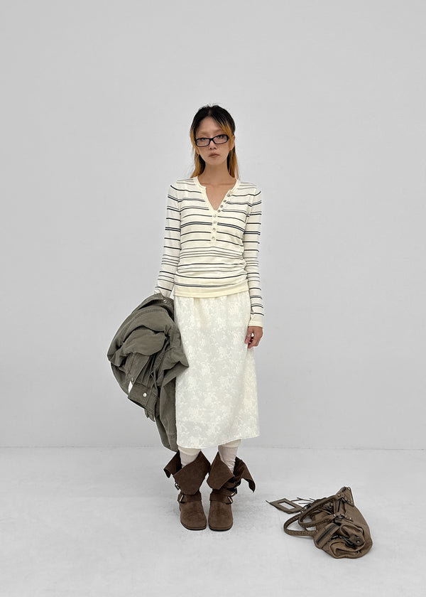 Risel striped button knit