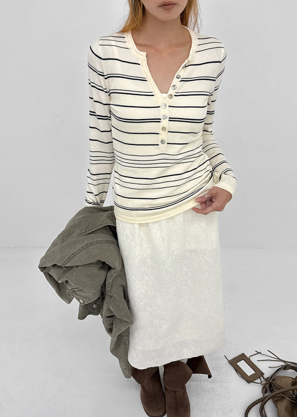 Risel striped button knit