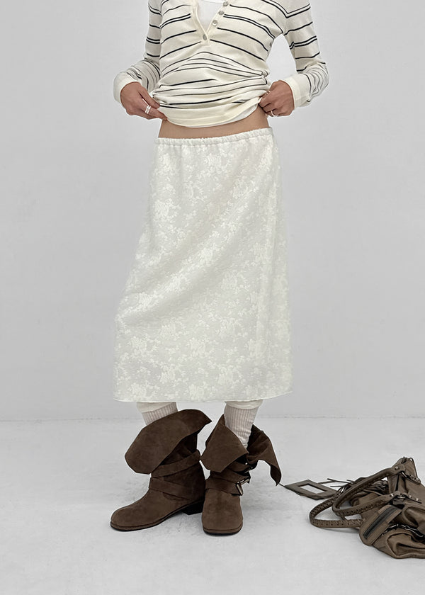 Nemesi banding jacquard midi skirt