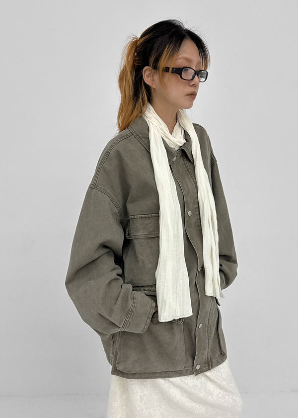 Blanket washed field half jacket