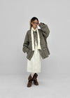 Blanket washed field half jacket