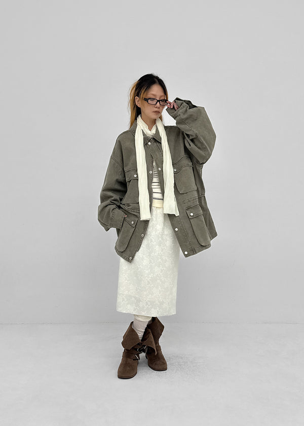 Blanket washed field half jacket
