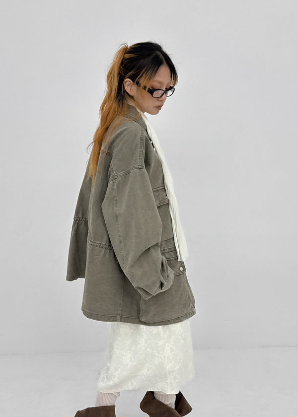 Blanket washed field half jacket