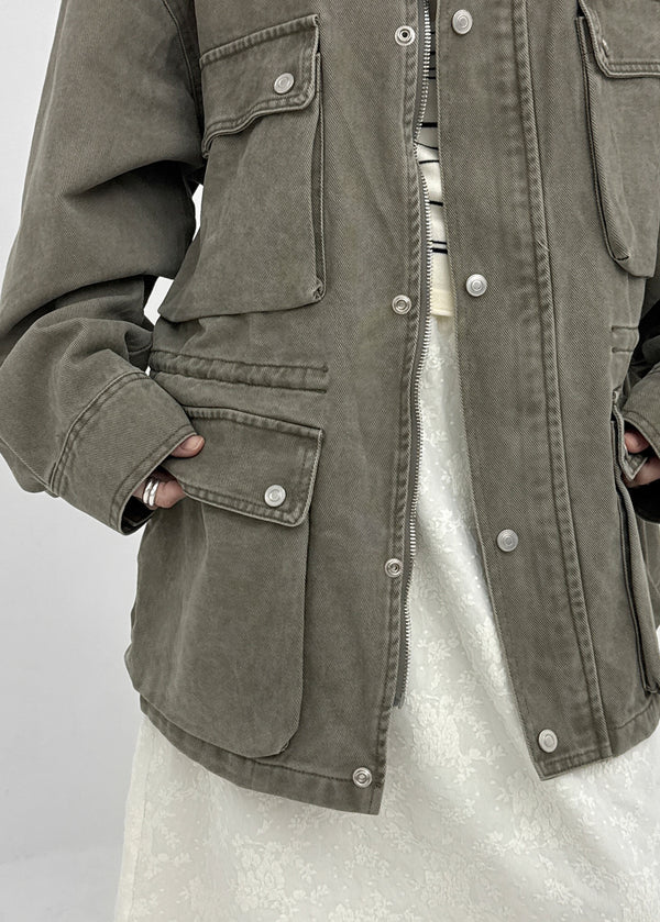Blanket washed field half jacket