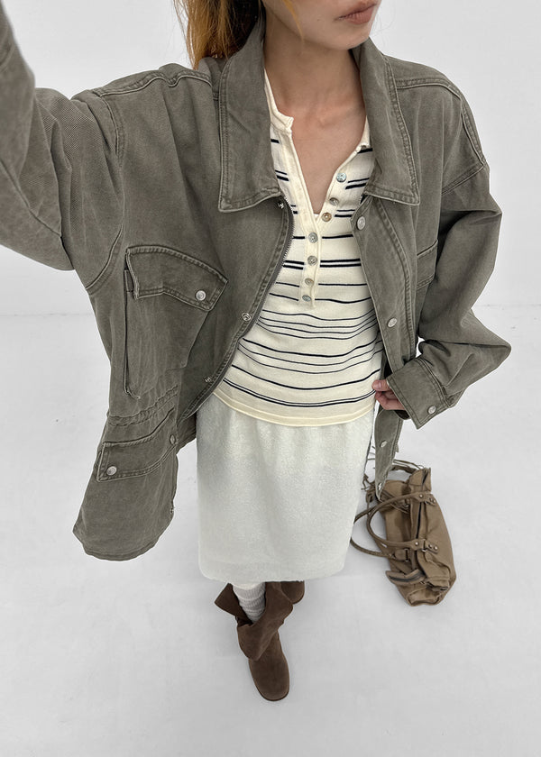Risel striped button knit