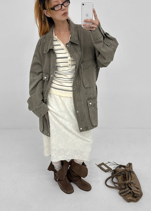 Risel striped button knit