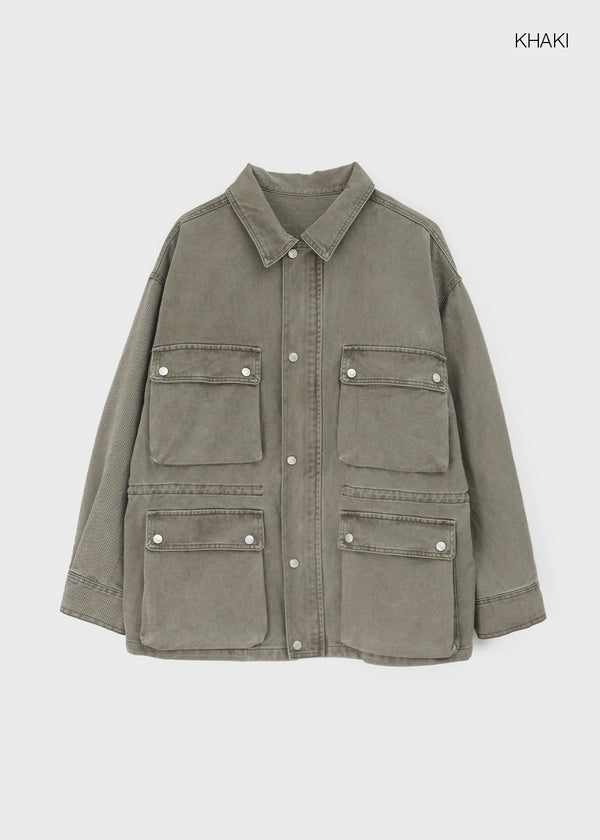 Blanket washed field half jacket