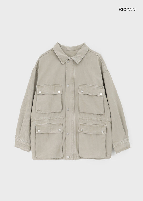Blanket washed field half jacket
