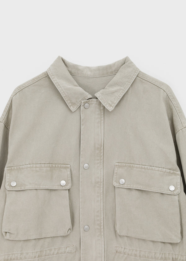 Blanket washed field half jacket