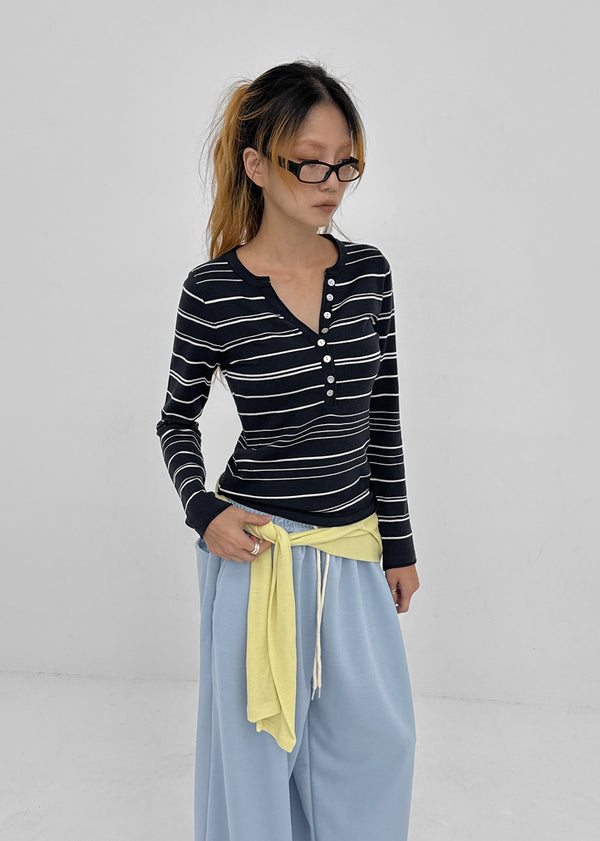 Risel striped button knit