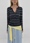 Risel striped button knit