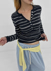 Risel striped button knit
