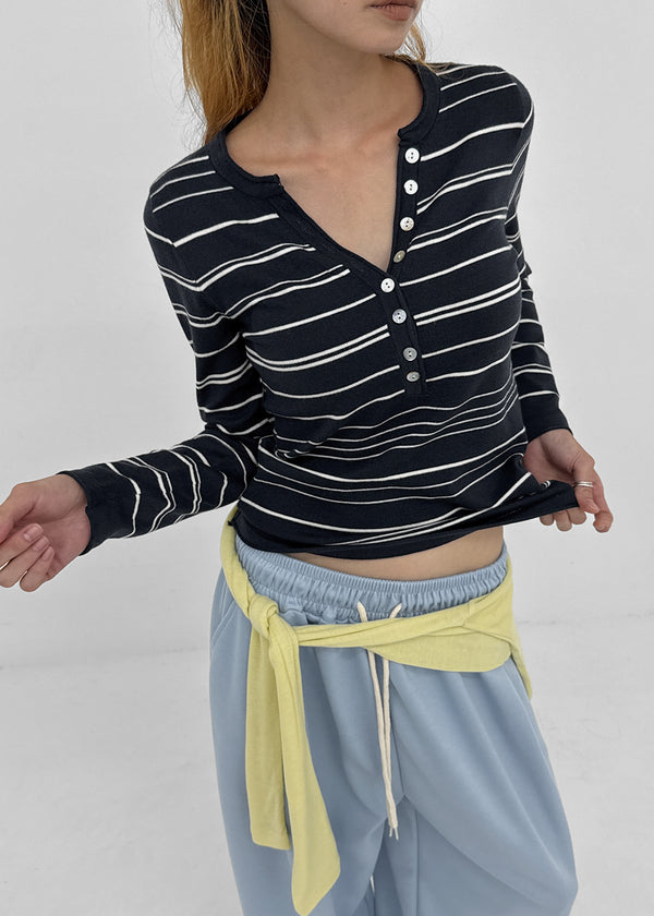 Risel striped button knit