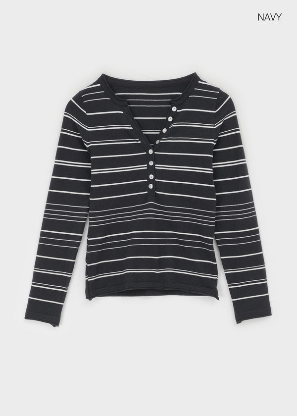 Risel striped button knit