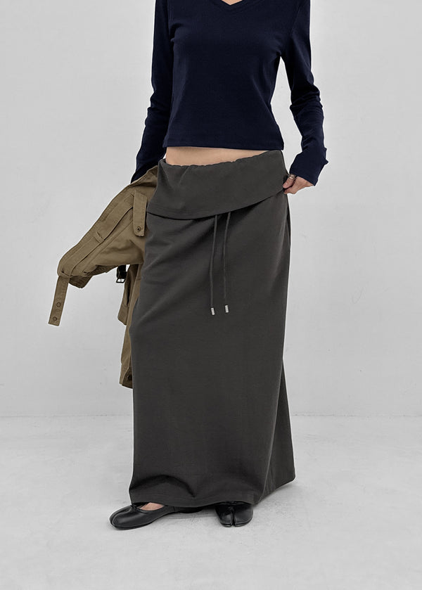Yilding banding diagonal folding long skirt