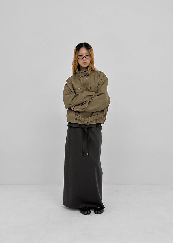 Yilding banding diagonal folding long skirt
