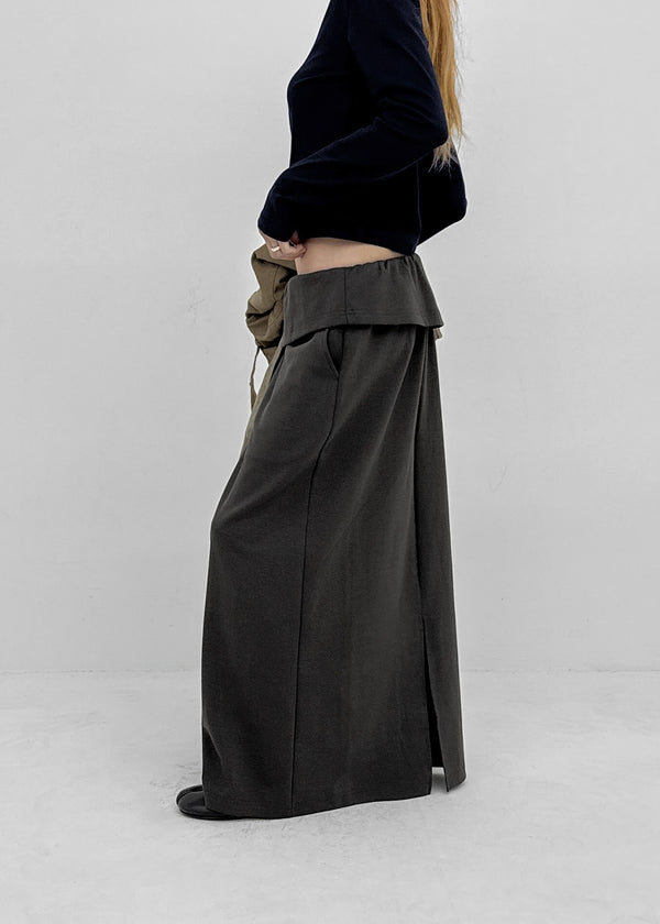 Yilding banding diagonal folding long skirt