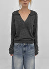 Scratch V-neck collar wool knit