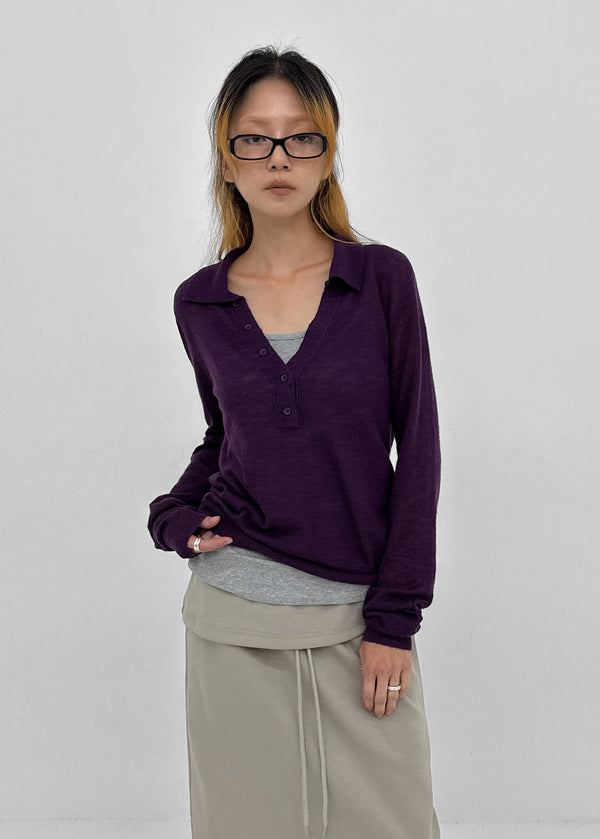 Scratch V-neck collar wool knit
