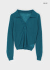 Scratch V-neck collar wool knit