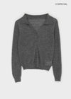 Scratch V-neck collar wool knit