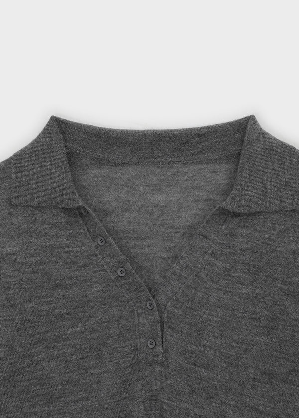 Scratch V-neck collar wool knit