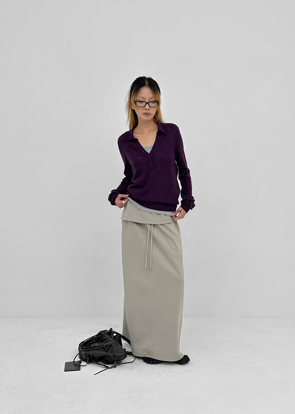 Yilding banding diagonal folding long skirt