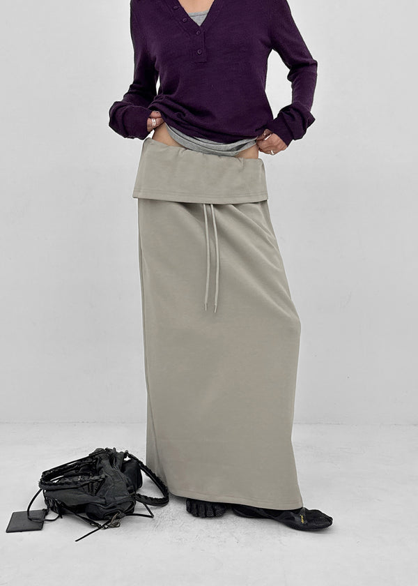 Yilding banding diagonal folding long skirt